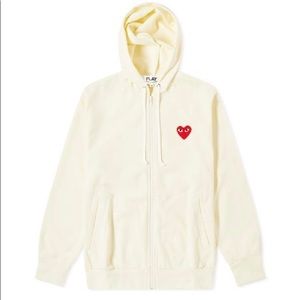 Comme des garçons PLAY cream zip up hoodie